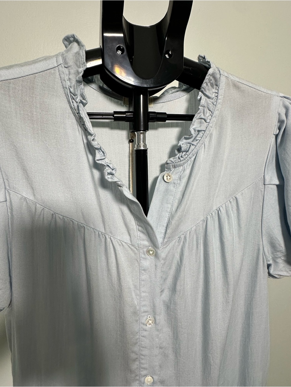 Dylan Los Angeles Blue Tiered Puff Sleeve Dress With Pockets NWT Size Small - Picture 2 of 8